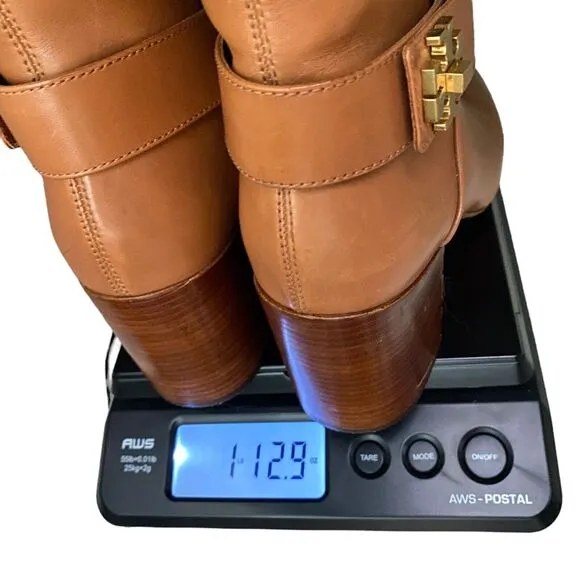 Tory Burch Kira Leather Booties Ankle Boots Womens 8M Tan Brown Buttery Classic