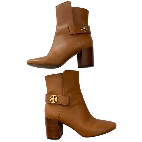 Tory Burch Kira Leather Booties Ankle Boots Womens 8M Tan Brown Buttery Classic