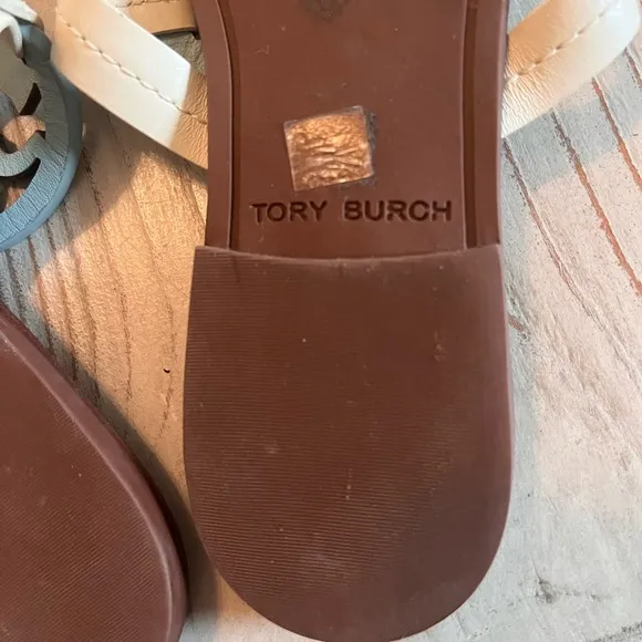Tory Burch Millar sandals soft leather blue and cream size 7 excellent condition
