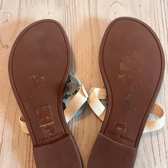 Tory Burch Millar sandals soft leather blue and cream size 7 excellent condition