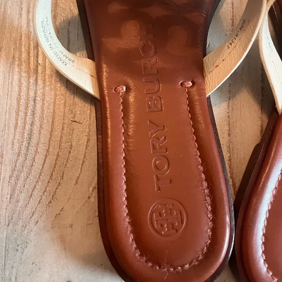 Tory Burch Millar sandals soft leather blue and cream size 7 excellent condition