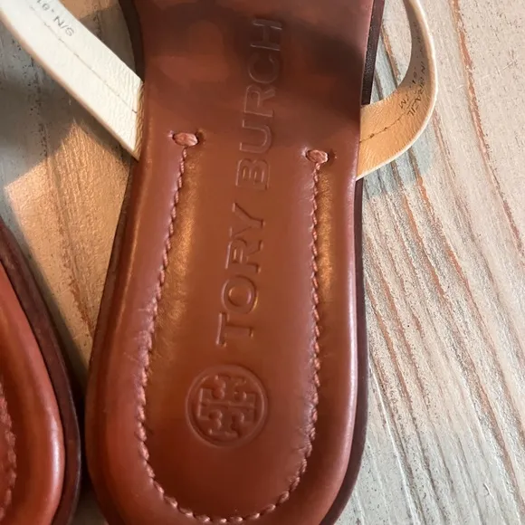 Tory Burch Millar sandals soft leather blue and cream size 7 excellent condition
