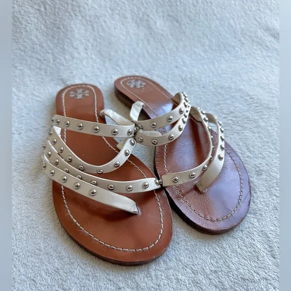 Tory Burch Patos Studded Leather Sandals 7 embellished flats‎