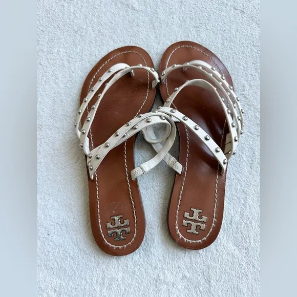 Tory Burch Patos Studded Leather Sandals 7 embellished flats‎