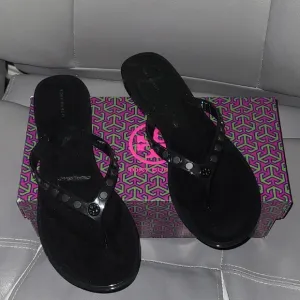 Tory Burch Perfect Black Minimalist Studded Jelly Sandals - Size 11