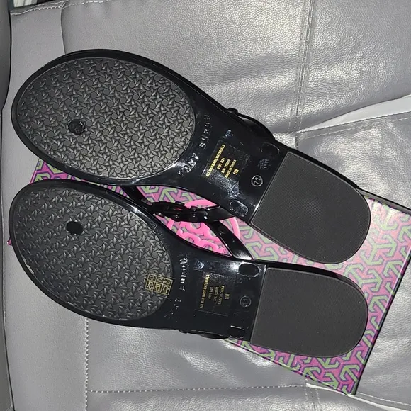 Tory Burch Perfect Black Minimalist Studded Jelly Sandals - Size 11