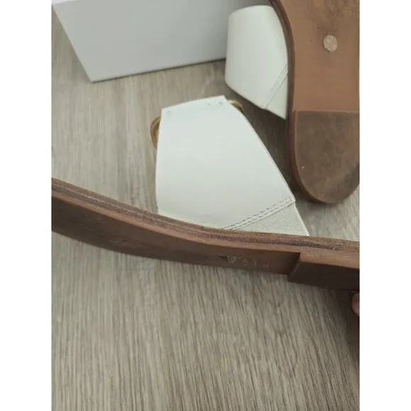 Tory Burch Ravello Studded Leather Ivory White Embellish Slide Sandals Shoes 10