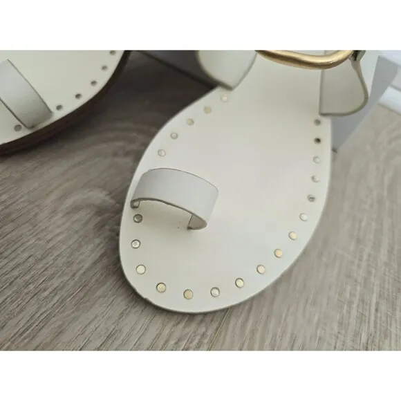 Tory Burch Ravello Studded Leather Ivory White Embellish Slide Sandals Shoes 10