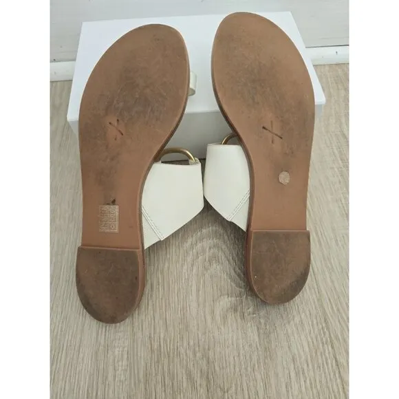 Tory Burch Ravello Studded Leather Ivory White Embellish Slide Sandals Shoes 10
