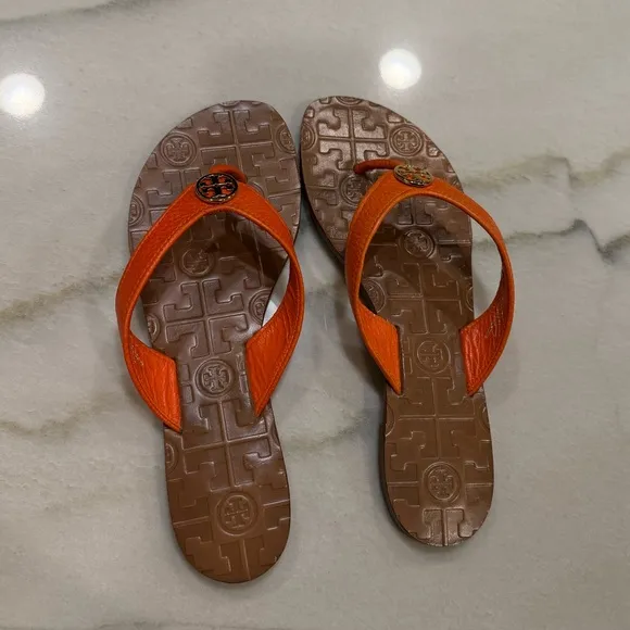 Tory Burch Sandals Size 6 Orange Leather