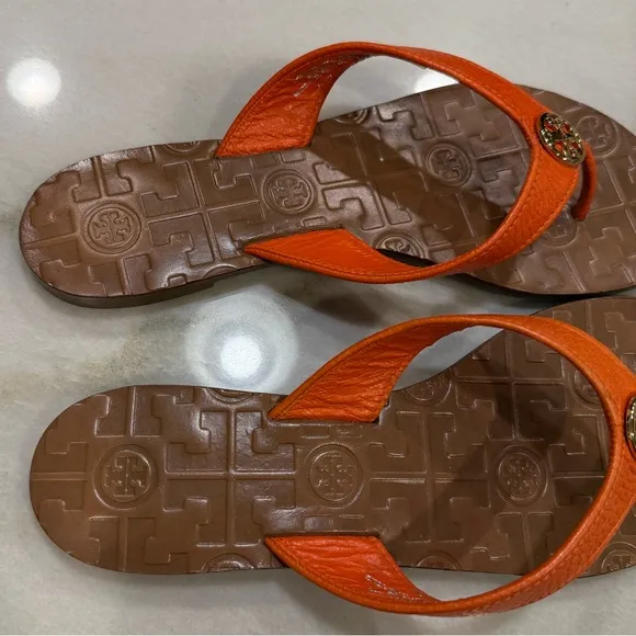 Tory Burch Sandals Size 6 Orange Leather