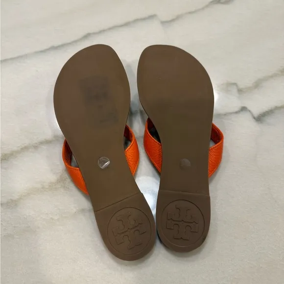 Tory Burch Sandals Size 6 Orange Leather
