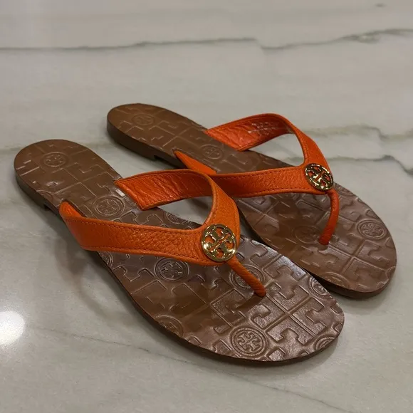 Tory Burch Sandals Size 6 Orange Leather