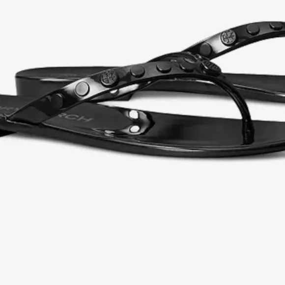 Tory Burch Women's Studded Jelly Thongs Sandals Flats In Perfect Black Size 7