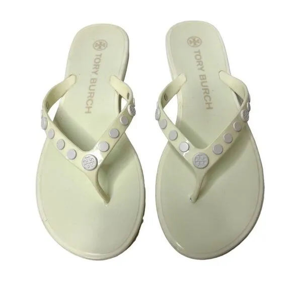 Tory Burch Studded Jelly Sandals Flip Flop Sandal Ivory White Size 7
