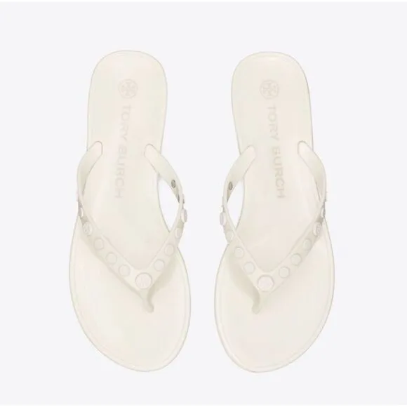 Tory Burch Studded Jelly Sandals Flip Flop Sandal Ivory White Size 7