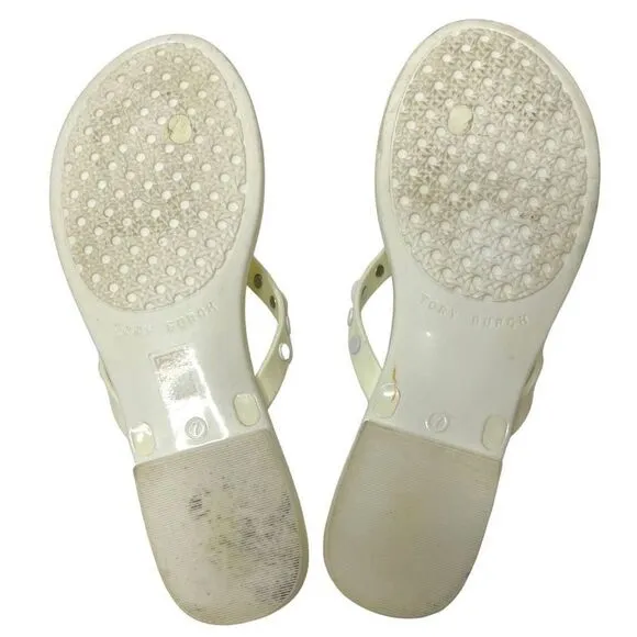 Tory Burch Studded Jelly Sandals Flip Flop Sandal Ivory White Size 7