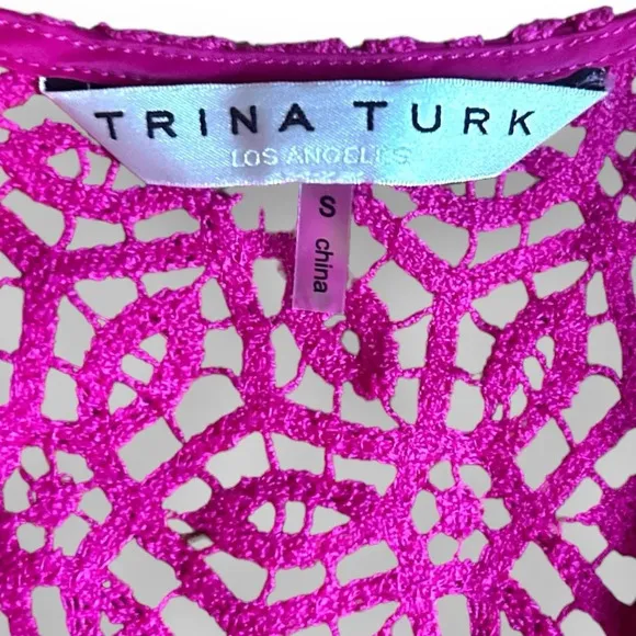 Trina Turk Beach Dress Radiant Pink Sleeveless Maxi Tiered Size Small