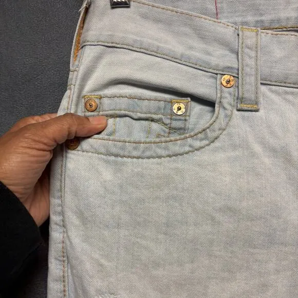True Religion Distressed Jeans Mens 32 Lightwash Holey Grunge Skater Streetwear