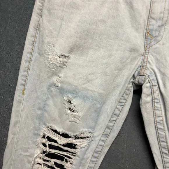 True Religion Distressed Jeans Mens 32 Lightwash Holey Grunge Skater Streetwear