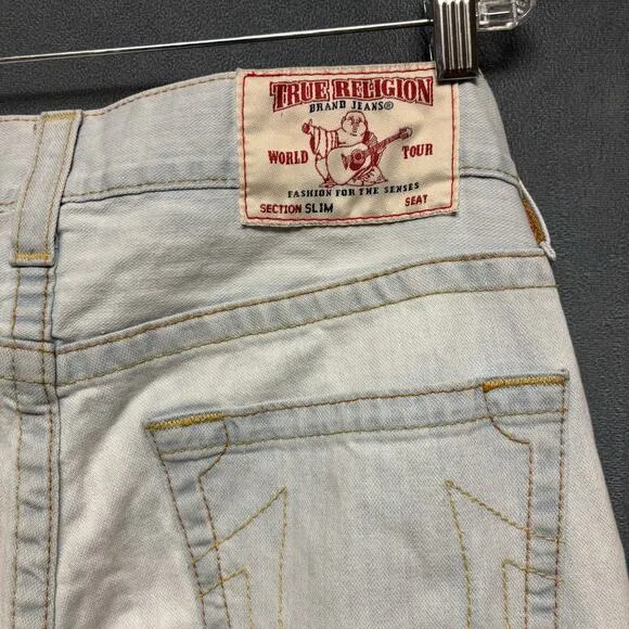 True Religion Distressed Jeans Mens 32 Lightwash Holey Grunge Skater Streetwear