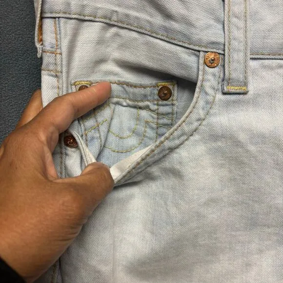 True Religion Distressed Jeans Mens 32 Lightwash Holey Grunge Skater Streetwear