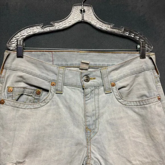 True Religion Distressed Jeans Mens 32 Lightwash Holey Grunge Skater Streetwear