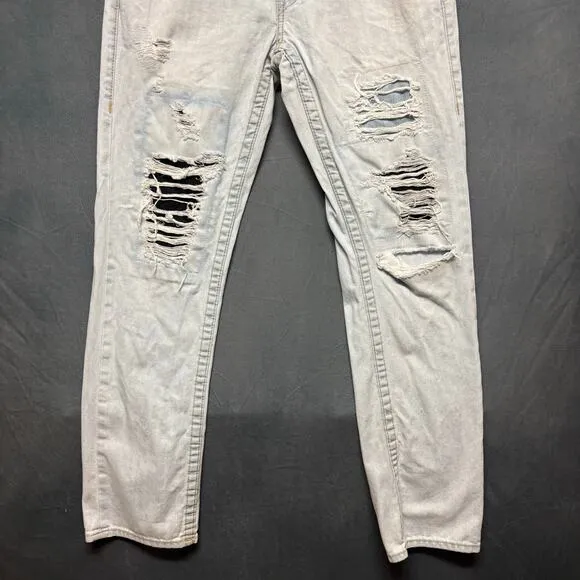 True Religion Distressed Jeans Mens 32 Lightwash Holey Grunge Skater Streetwear