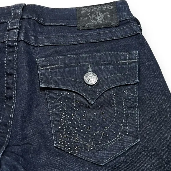 True Religion Womens 26 Sample Skinny Jeans Gwen Jodie Studded New Mid Rise Rare