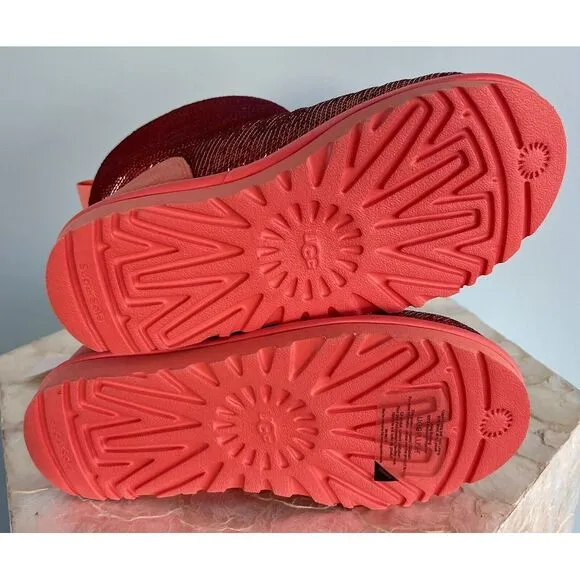 UGG $179 Classic Mini &quot;Starfish Pink&quot;‎ boots Red Sequin US 5 NEW