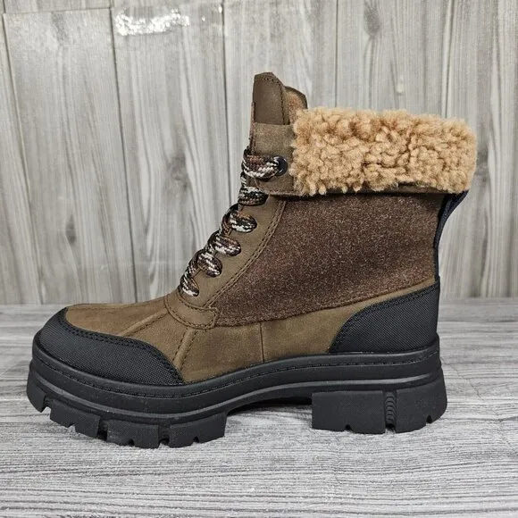 UGG Ashton Addie Tipped Brown Waterproof Fur Boots - Women's Size 7