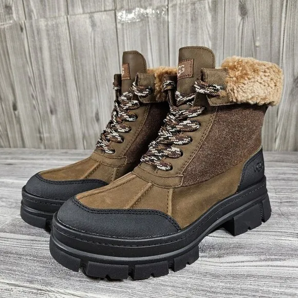 UGG Ashton Addie Tipped Brown Waterproof Fur Boots - Women's Size 7