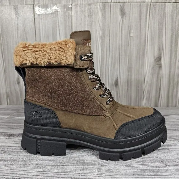 UGG Ashton Addie Tipped Brown Waterproof Fur Boots - Women's Size 7