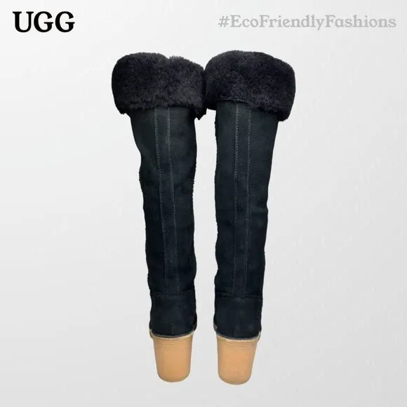 UGG Australia Classic Kasen Tall Womens Black Suede Boots Size 8