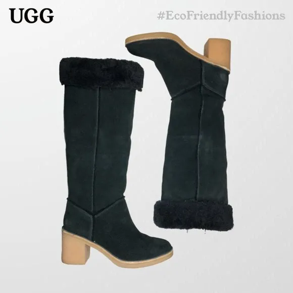 UGG Australia Classic Kasen Tall Womens Black Suede Boots Size 8
