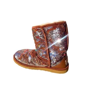 UGG Australia  Classic Short Sz 6 US. brown silver sequin boots woman’s boots