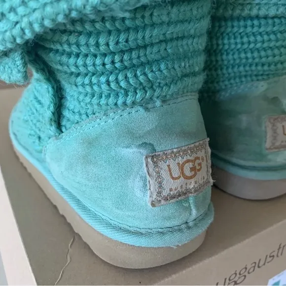 Ugg Australia Girls Classic Cardy Boots #5649-Big Girls Size 4 - Spearmint -VGUC