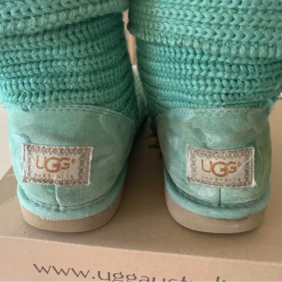 Ugg Australia Girls Classic Cardy Boots #5649-Big Girls Size 4 - Spearmint -VGUC