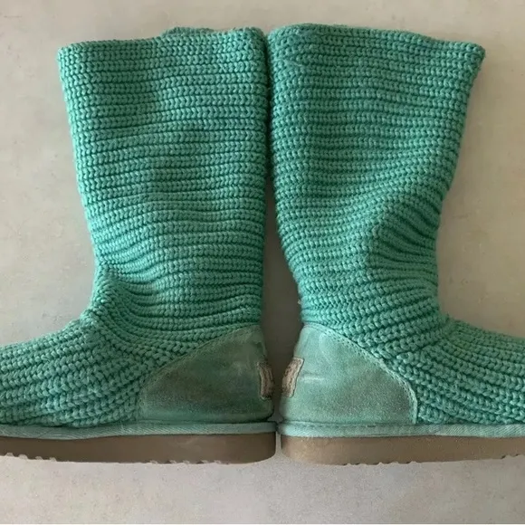 Ugg Australia Girls Classic Cardy Boots #5649-Big Girls Size 4 - Spearmint -VGUC