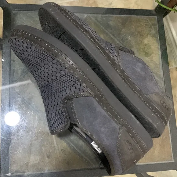 UGG AUSTRALIA MEN’S CAVETTE WEAVE CHARCOAL LEATHER SHEEPSKIN Loafer