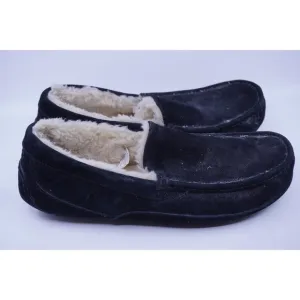 UGG Australia Mens Sz 15 Ascot Black Sheepskin Slippers Loafers S/N #5775