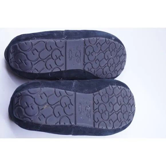 UGG Australia Mens Sz 15 Ascot Black Sheepskin Slippers Loafers S/N #5775