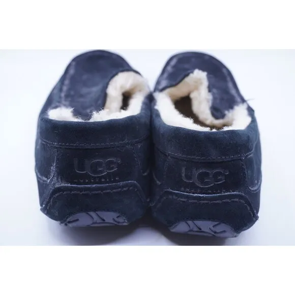 UGG Australia Mens Sz 15 Ascot Black Sheepskin Slippers Loafers S/N #5775