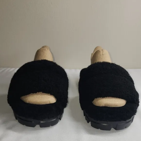UGG Black Fuzzy Sandals