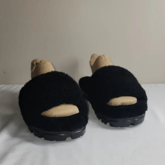UGG Black Fuzzy Sandals