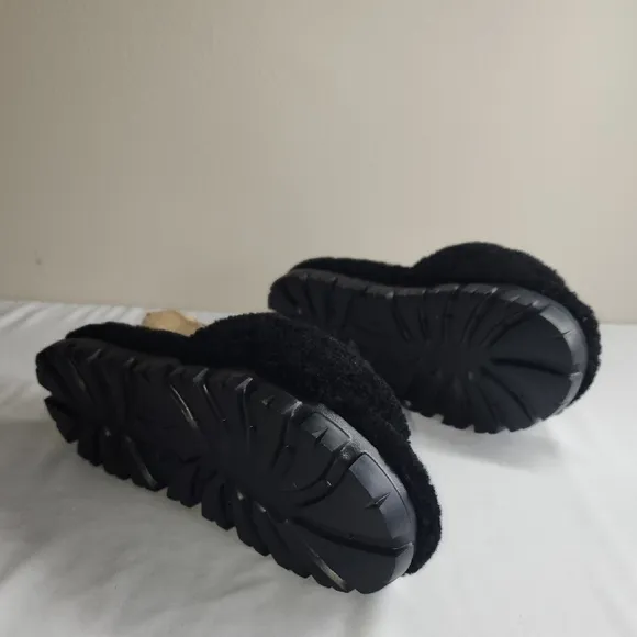 UGG Black Fuzzy Sandals