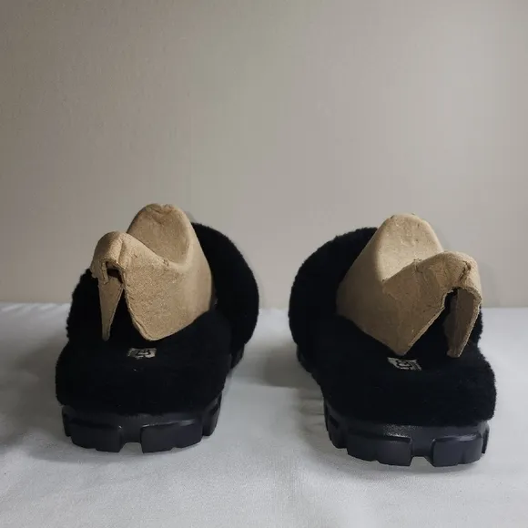 UGG Black Fuzzy Sandals
