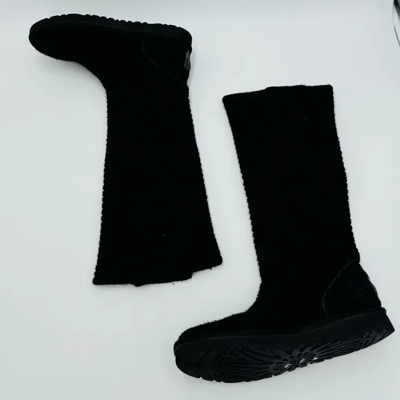 UGG Black Sweater Knit Classic Cardy Convertible Boots Wool Lining Size 7