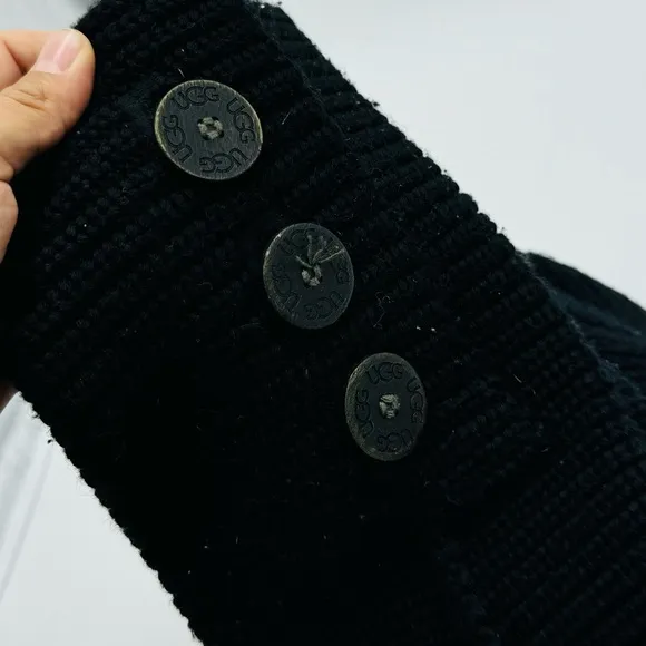 UGG Black Sweater Knit Classic Cardy Convertible Boots Wool Lining Size 7