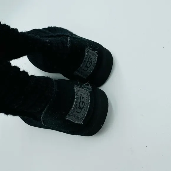 UGG Black Sweater Knit Classic Cardy Convertible Boots Wool Lining Size 7